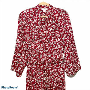Jones New York Women Red/White Flower Kimono Robe